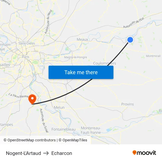 Nogent-L'Artaud to Echarcon map