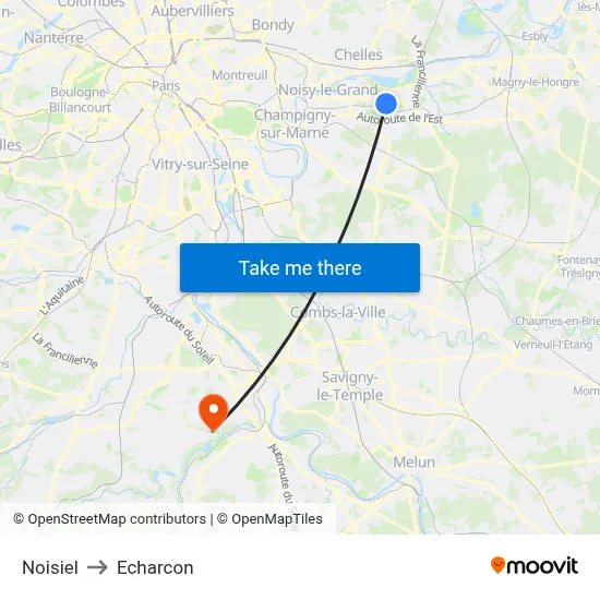 Noisiel to Echarcon map