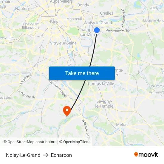 Noisy-Le-Grand to Echarcon map