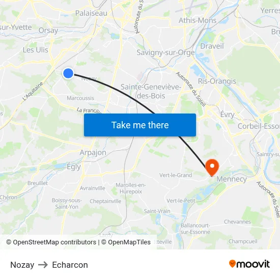 Nozay to Echarcon map