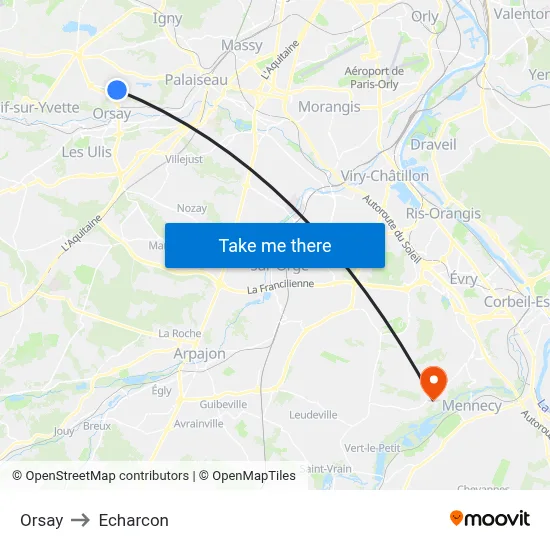 Orsay to Echarcon map