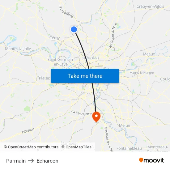 Parmain to Echarcon map