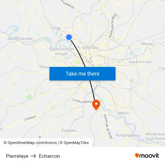 Pierrelaye to Echarcon map