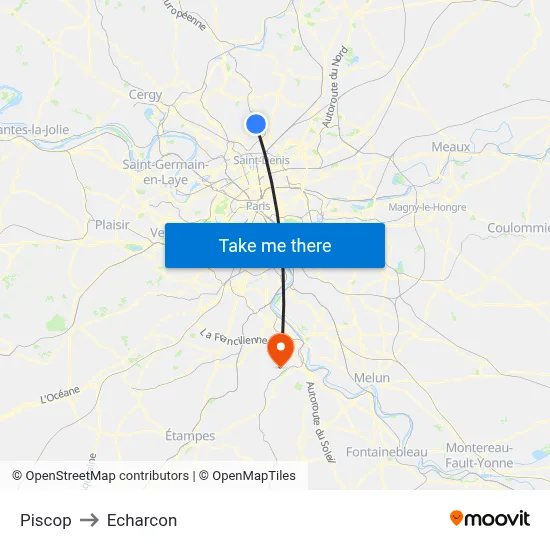 Piscop to Echarcon map