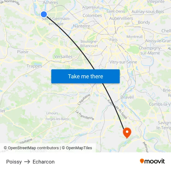 Poissy to Echarcon map