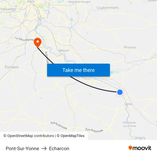 Pont-Sur-Yonne to Echarcon map