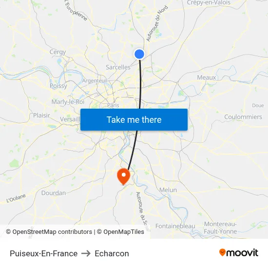 Puiseux-En-France to Echarcon map
