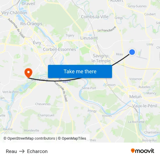 Reau to Echarcon map