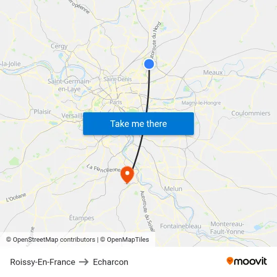 Roissy-En-France to Echarcon map