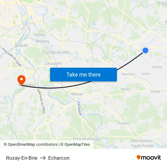 Rozay-En-Brie to Echarcon map