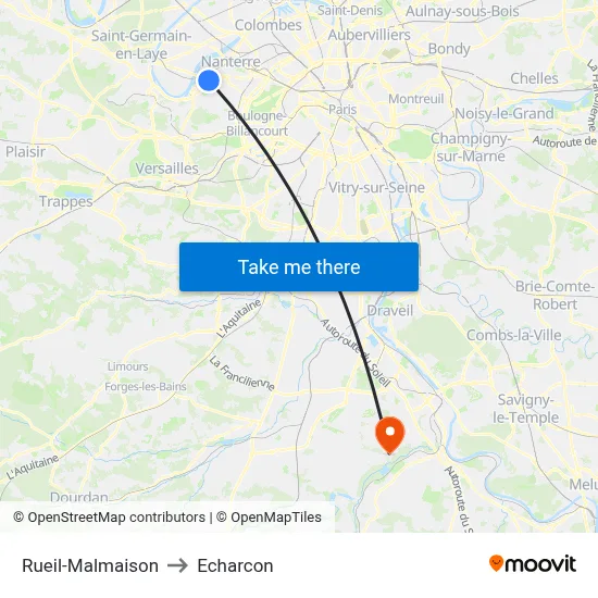 Rueil-Malmaison to Echarcon map