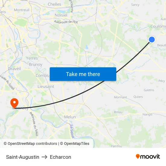 Saint-Augustin to Echarcon map