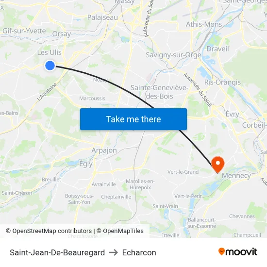 Saint-Jean-De-Beauregard to Echarcon map