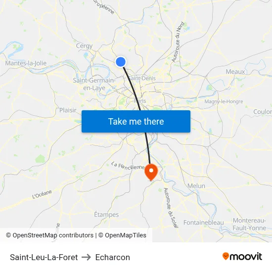 Saint-Leu-La-Foret to Echarcon map