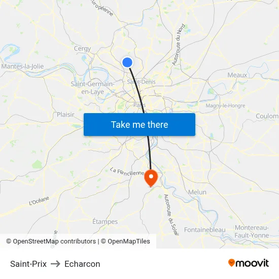 Saint-Prix to Echarcon map