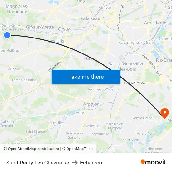 Saint-Remy-Les-Chevreuse to Echarcon map