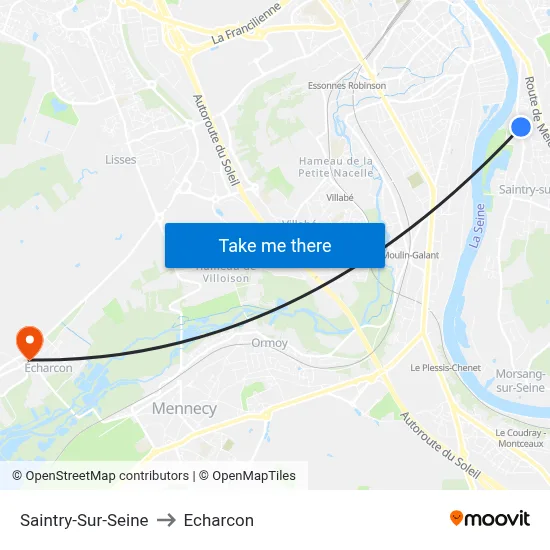 Saintry-Sur-Seine to Echarcon map