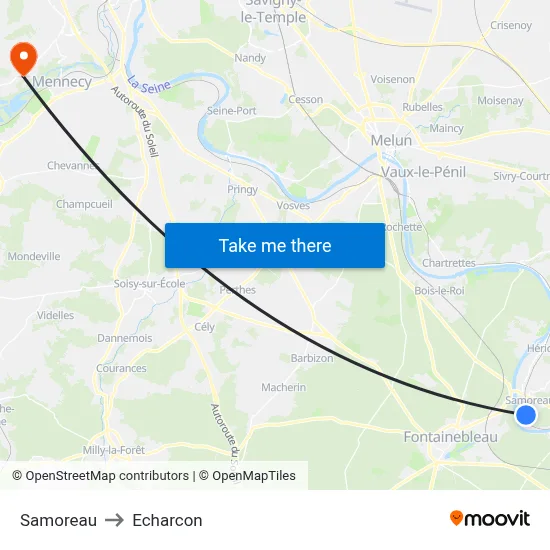Samoreau to Echarcon map