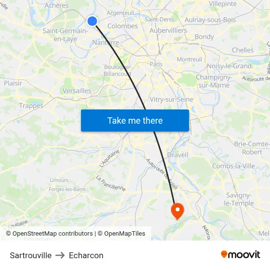 Sartrouville to Echarcon map