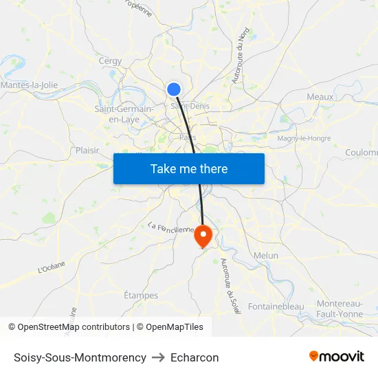 Soisy-Sous-Montmorency to Echarcon map