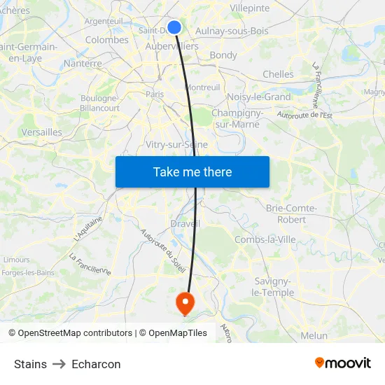 Stains to Echarcon map