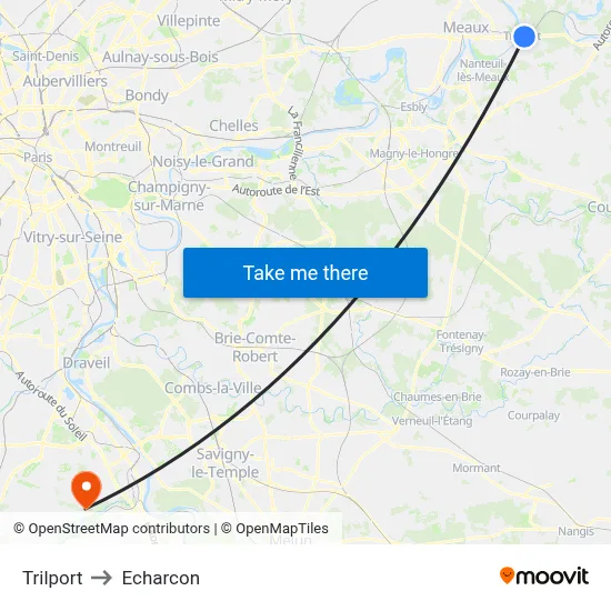 Trilport to Echarcon map