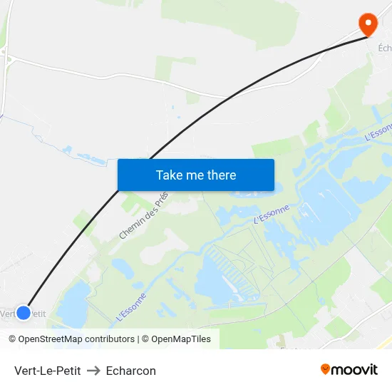 Vert-Le-Petit to Echarcon map