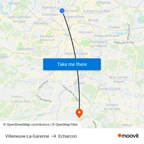 Villeneuve-La-Garenne to Echarcon map