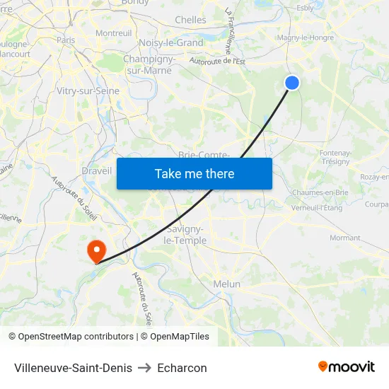 Villeneuve-Saint-Denis to Echarcon map
