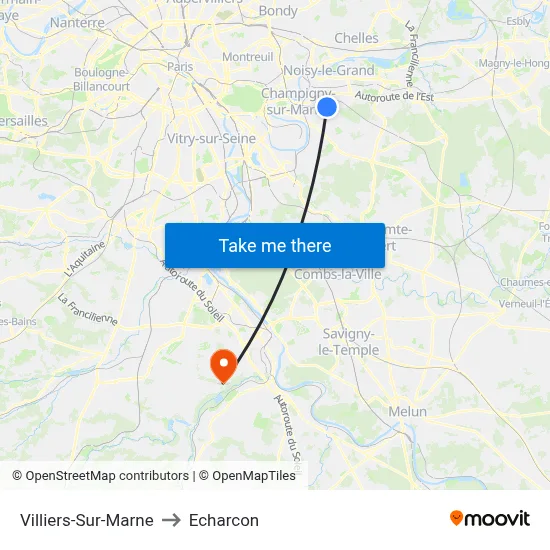 Villiers-Sur-Marne to Echarcon map