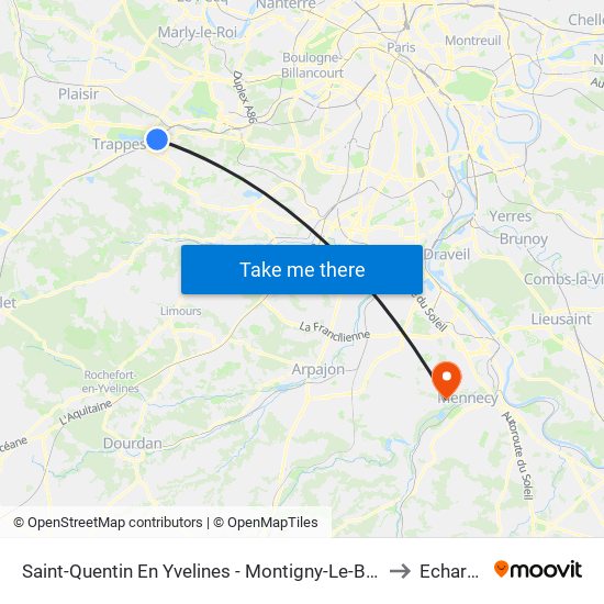 Saint-Quentin En Yvelines - Montigny-Le-Bretonneux to Echarcon map