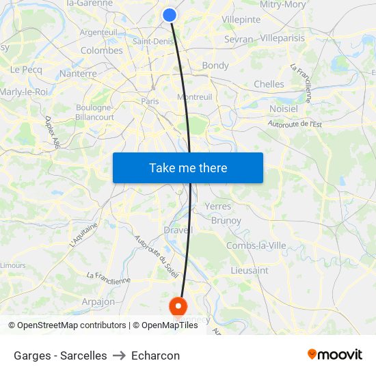 Garges - Sarcelles to Echarcon map