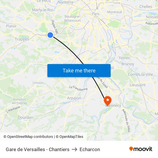 Gare de Versailles - Chantiers to Echarcon map