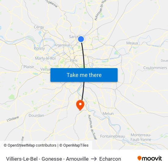 Villiers-Le-Bel - Gonesse - Arnouville to Echarcon map