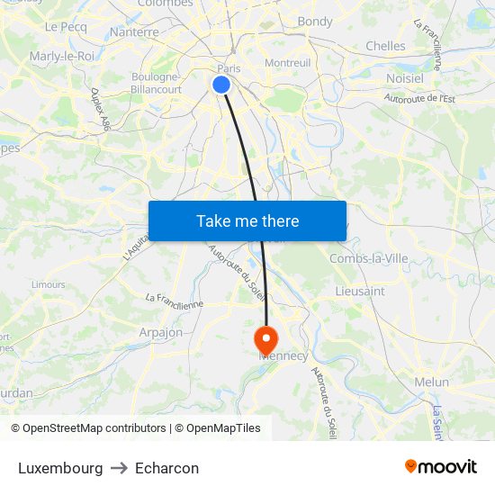 Luxembourg to Echarcon map