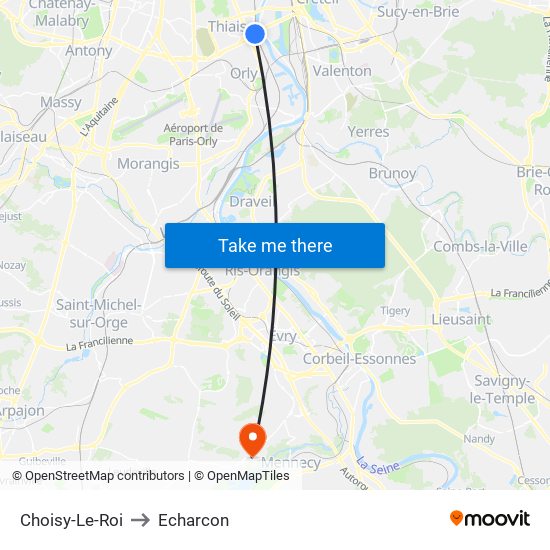 Choisy-Le-Roi to Echarcon map