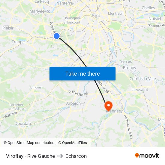 Viroflay - Rive Gauche to Echarcon map