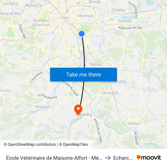 École Vétérinaire de Maisons-Alfort - Métro to Echarcon map