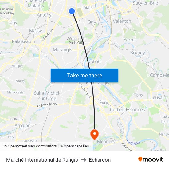 Marché International de Rungis to Echarcon map