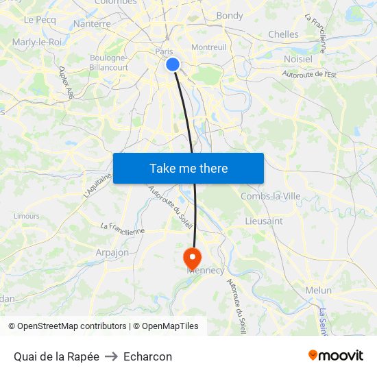 Quai de la Rapée to Echarcon map