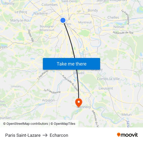 Paris Saint-Lazare to Echarcon map
