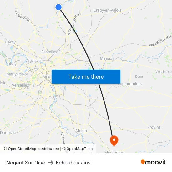 Nogent-Sur-Oise to Echouboulains map