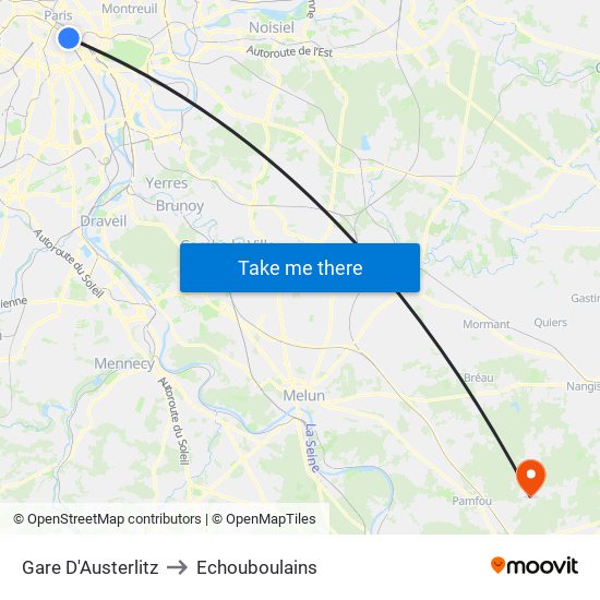Gare D'Austerlitz to Echouboulains map