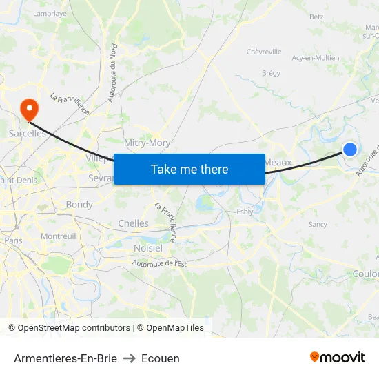 Armentieres-En-Brie to Ecouen map