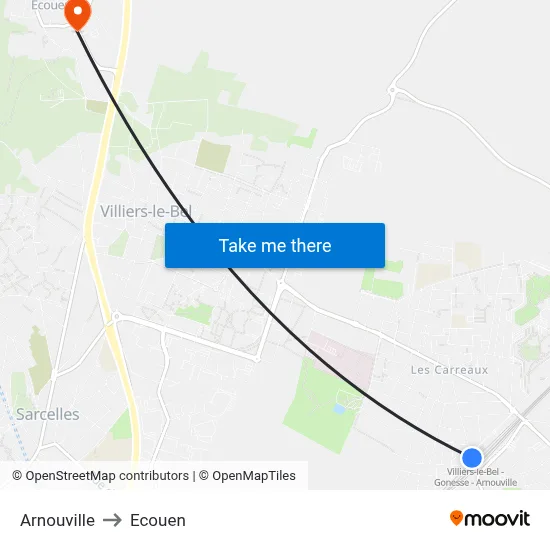Arnouville to Ecouen map