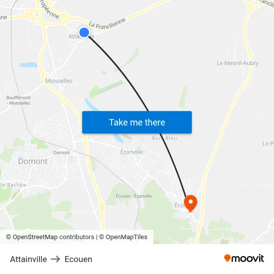 Attainville to Ecouen map