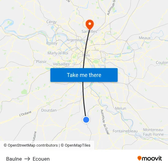 Baulne to Ecouen map