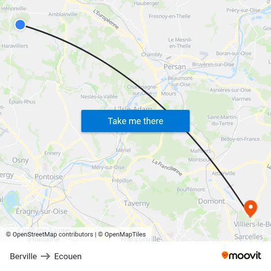 Berville to Ecouen map
