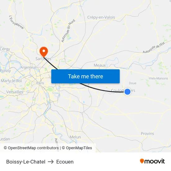 Boissy-Le-Chatel to Ecouen map
