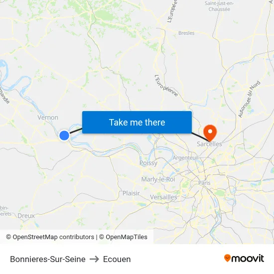 Bonnieres-Sur-Seine to Ecouen map